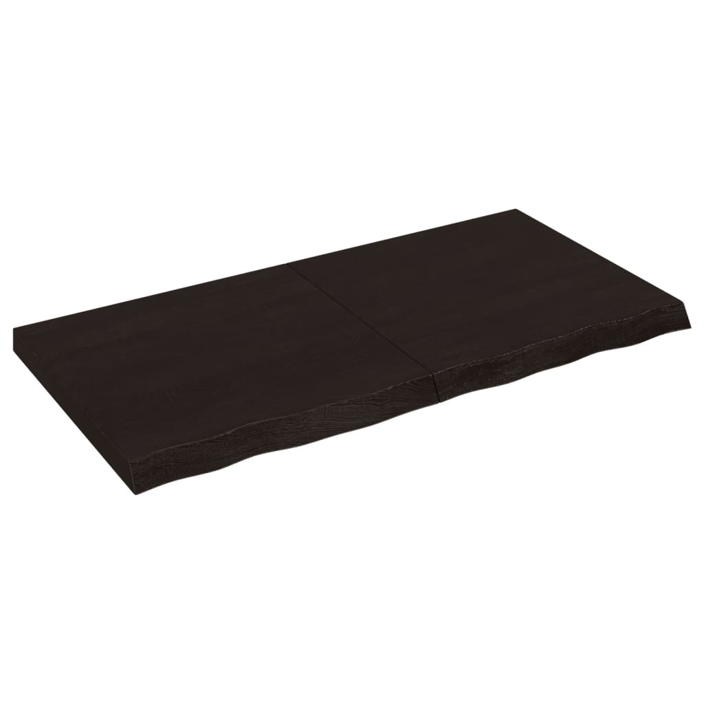 Tabletop, dark brown, 120x60x(2-6) cm, solid oak