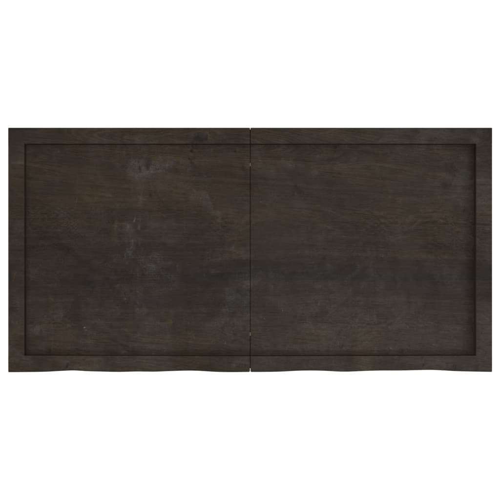 Tabletop, dark brown, 120x60x(2-6) cm, solid oak