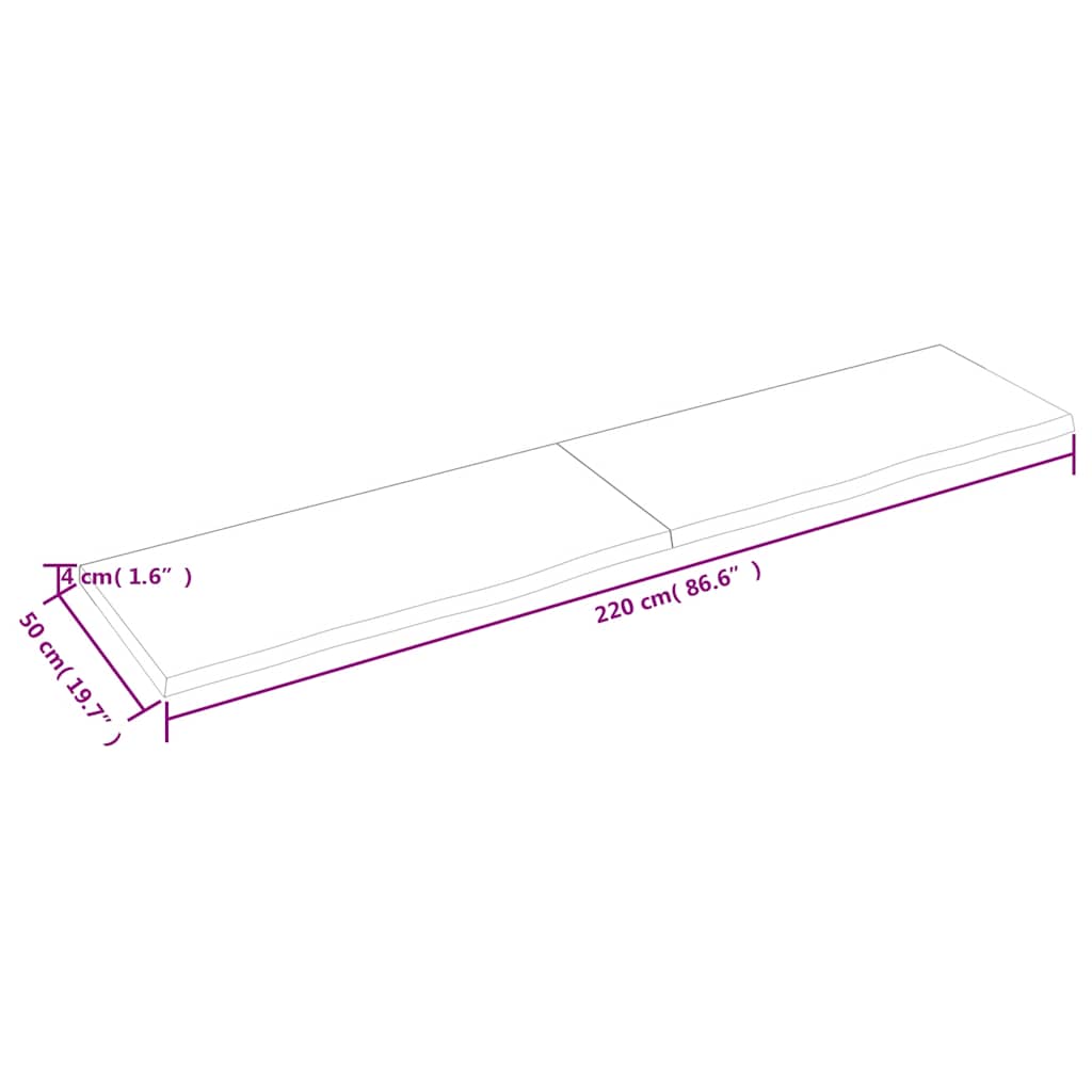 Stalviršis, tamsiai rudas, 220x50x(2-4)cm, ąžuolo masyvas