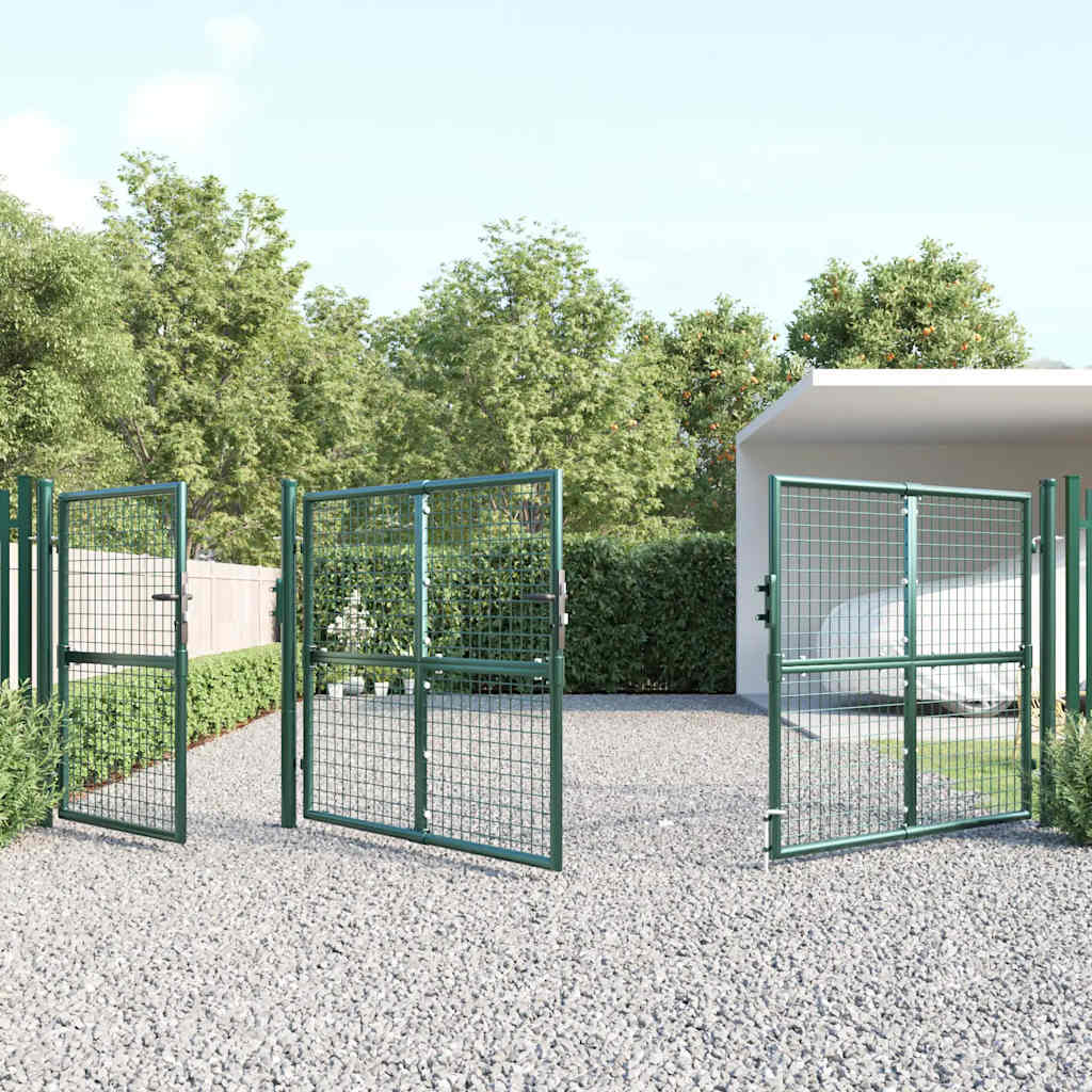 Mesh garden gate, green, 400x125 cm, galvanized steel