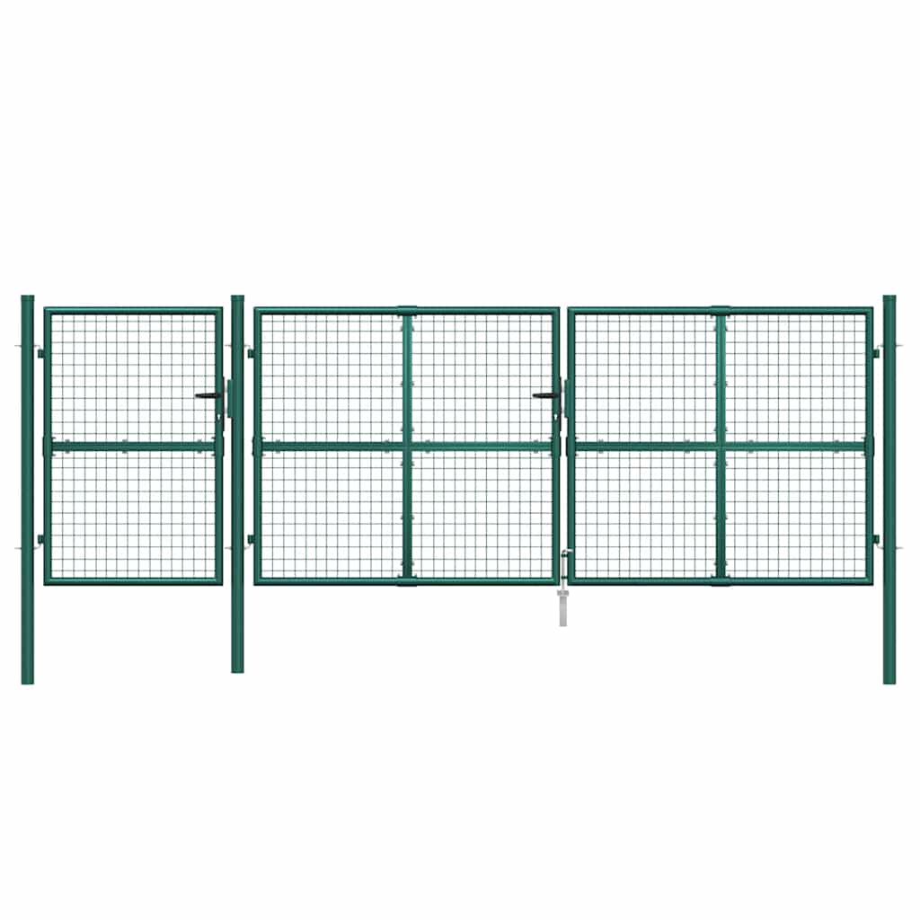 Mesh garden gate, green, 400x125 cm, galvanized steel