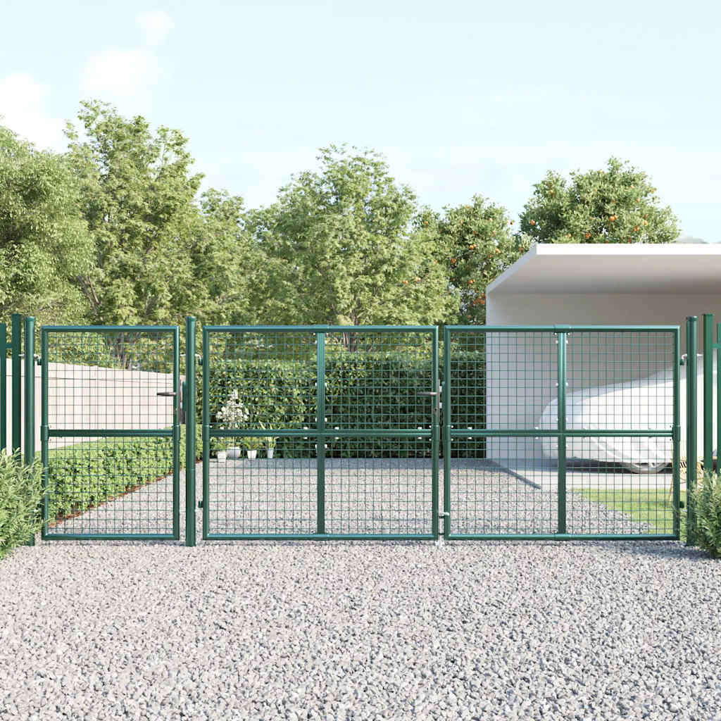 Mesh garden gate, green, 400x125 cm, galvanized steel