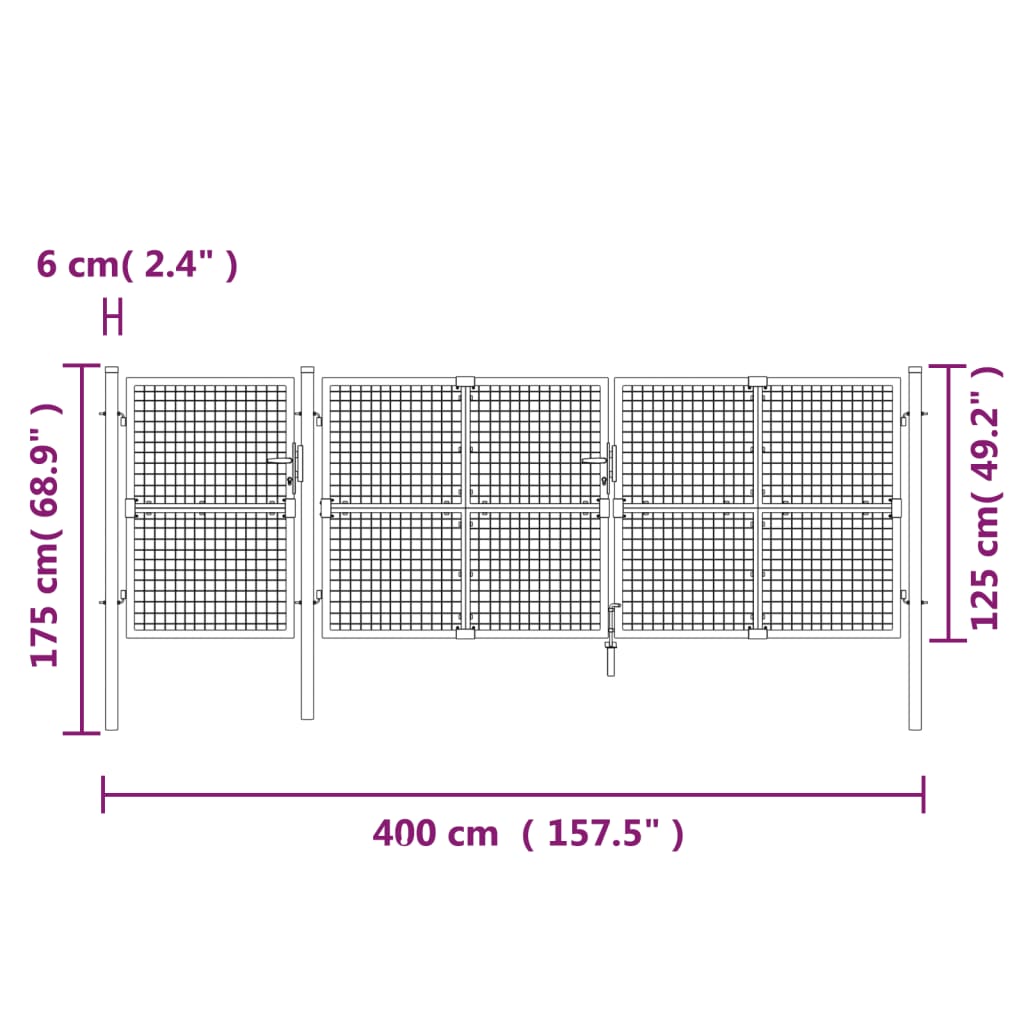 Tinkliniai sodo vartai, antracito spalvos, 400x175 cm, plienas