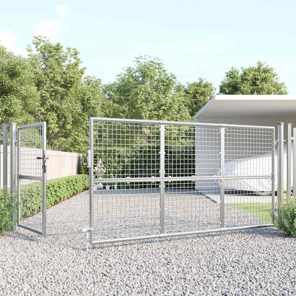 Mesh garden gate, silver, 350x125 cm, galvanized steel