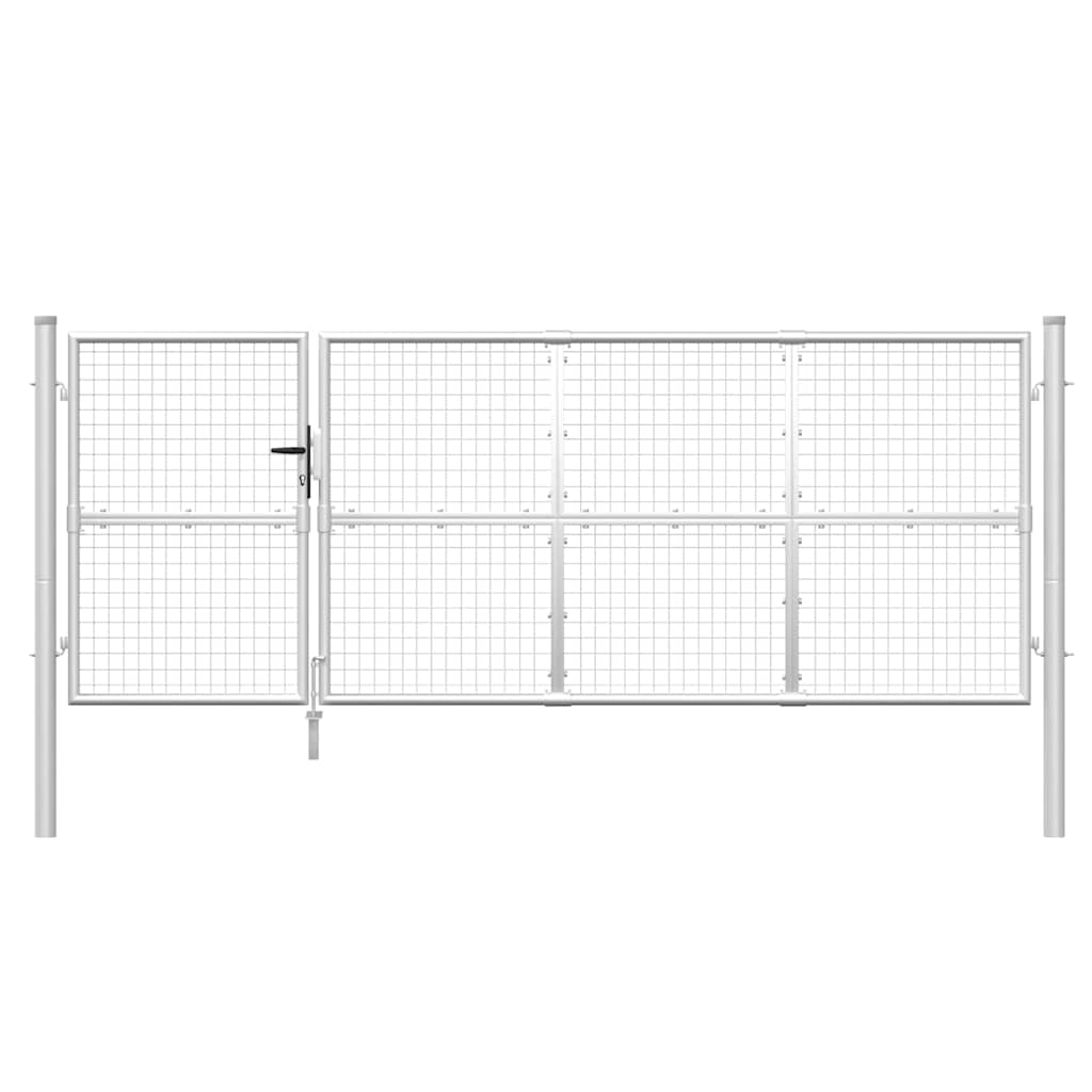 Mesh garden gate, silver, 350x125 cm, galvanized steel