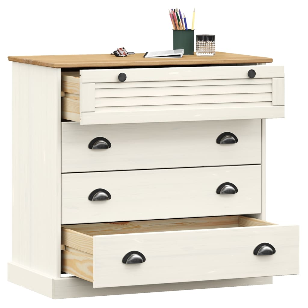 VIGO chest of drawers, white, 80x40x76cm, solid pine