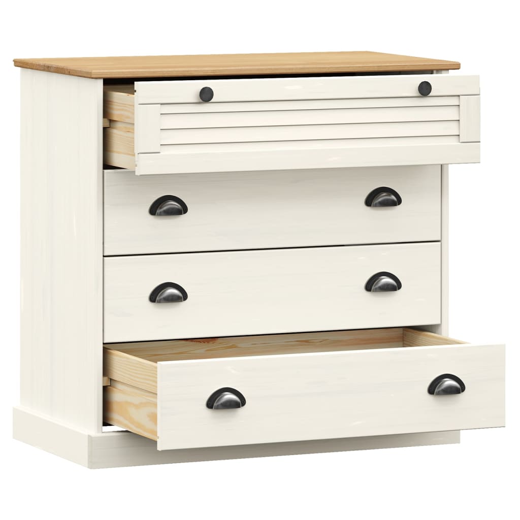 VIGO chest of drawers, white, 80x40x76cm, solid pine