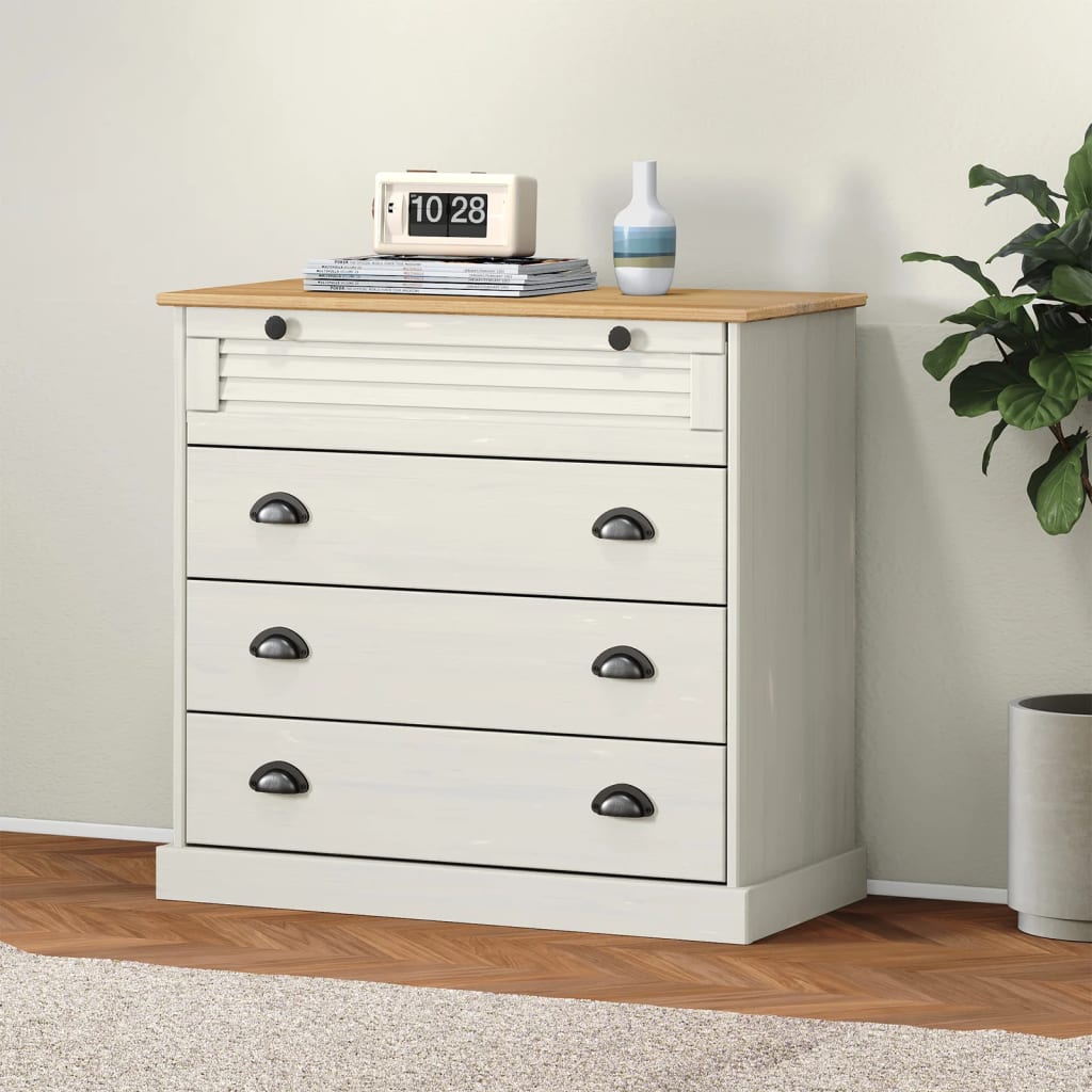 VIGO chest of drawers, white, 80x40x76cm, solid pine