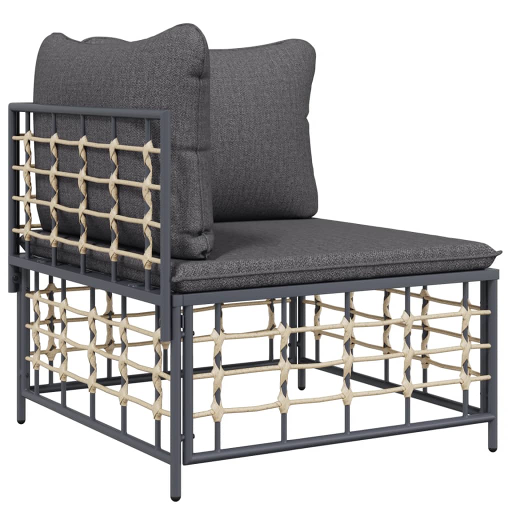 Garden Lounge Set with Cushions, 6-Piece, Anthracite, Poly Rattan