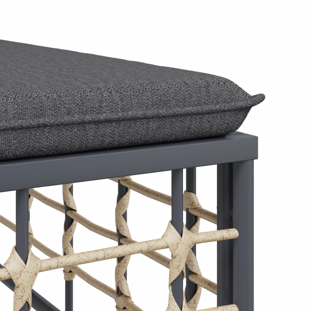 Garden lounge set with cushions, 7-piece, anthracite, poly rattan