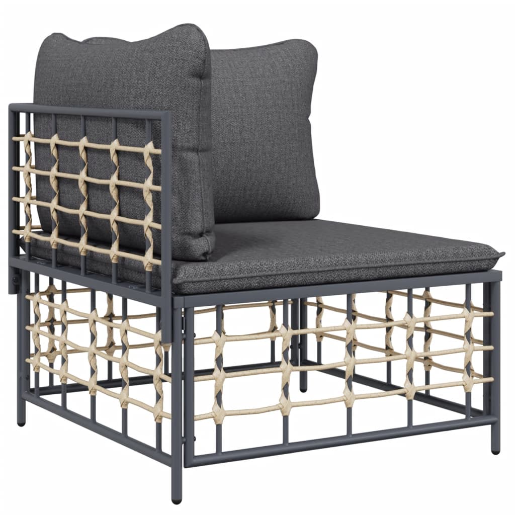Garden lounge set with cushions, 8-piece, anthracite, poly rattan