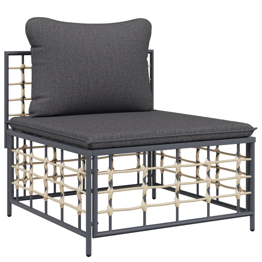 Garden lounge set with cushions, 8-piece, anthracite, poly rattan