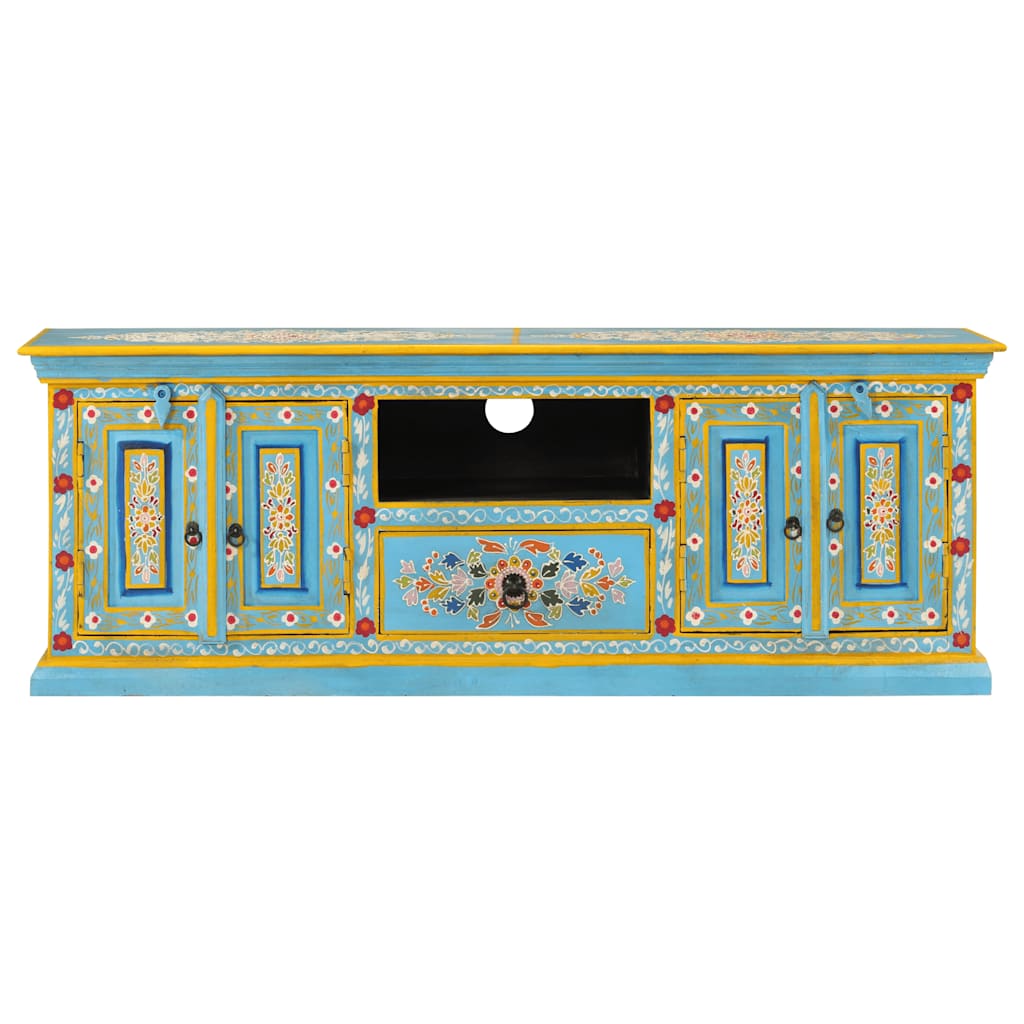 Televizoriaus spintelė, mėlyna, 110x30x40cm, mango masyvas
