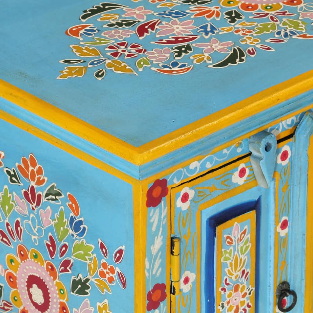 Televizoriaus spintelė, mėlyna, 110x30x40cm, mango masyvas