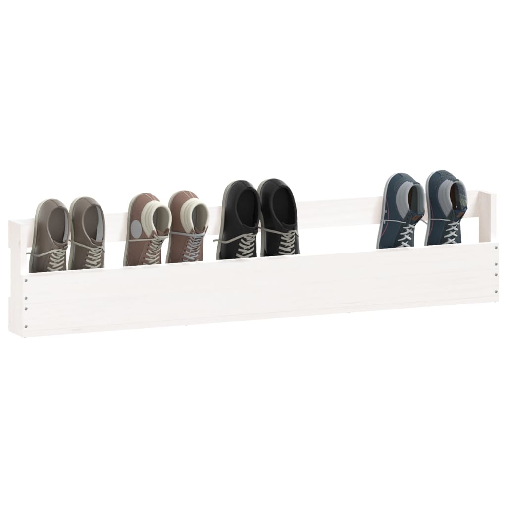 Wall-mounted shoe racks, 2 pcs, white, 110x9x23cm, pine