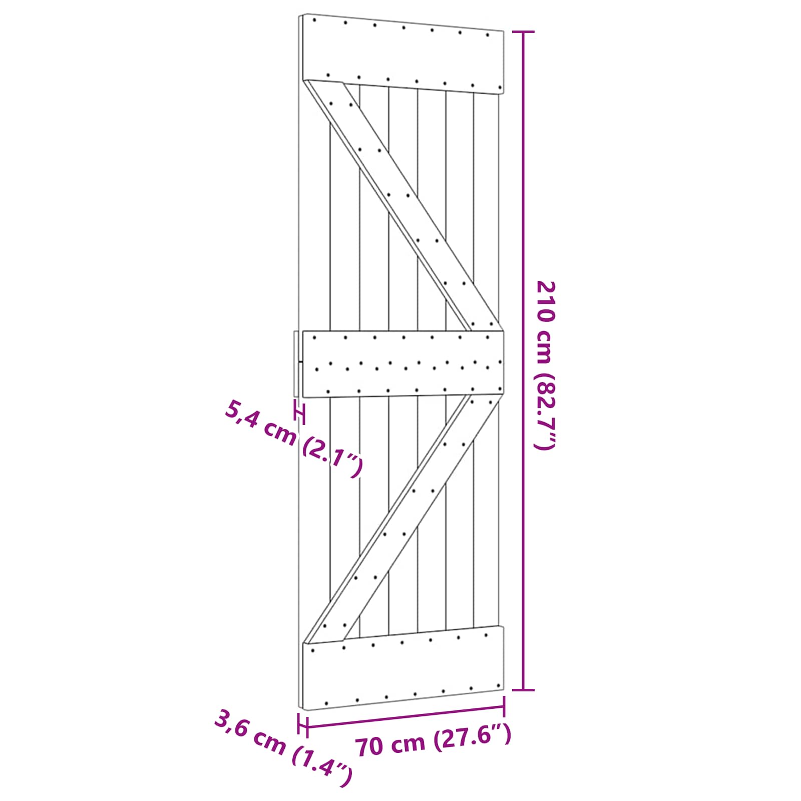 Duris NARVIK Natūrali 70 x 210 cm Kietos pušies medžio durys
