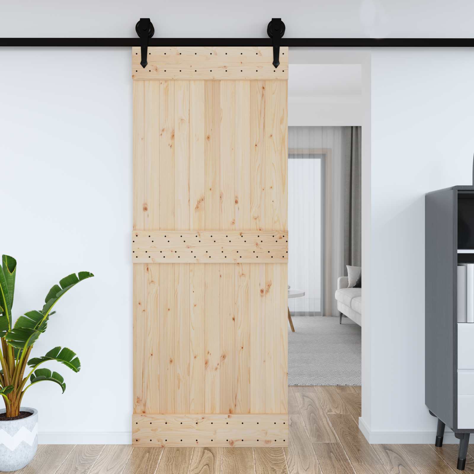 Duris NARVIK Natūrali 90 x 210 cm Kietos pušies medžio durys