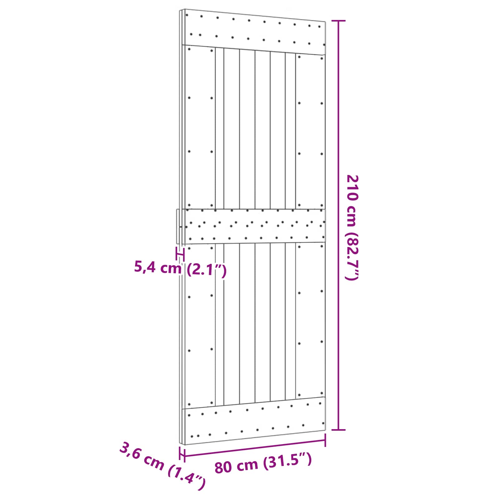 Duris NARVIK Natūrali 80 x 210 cm Kietos pušies medžio durys