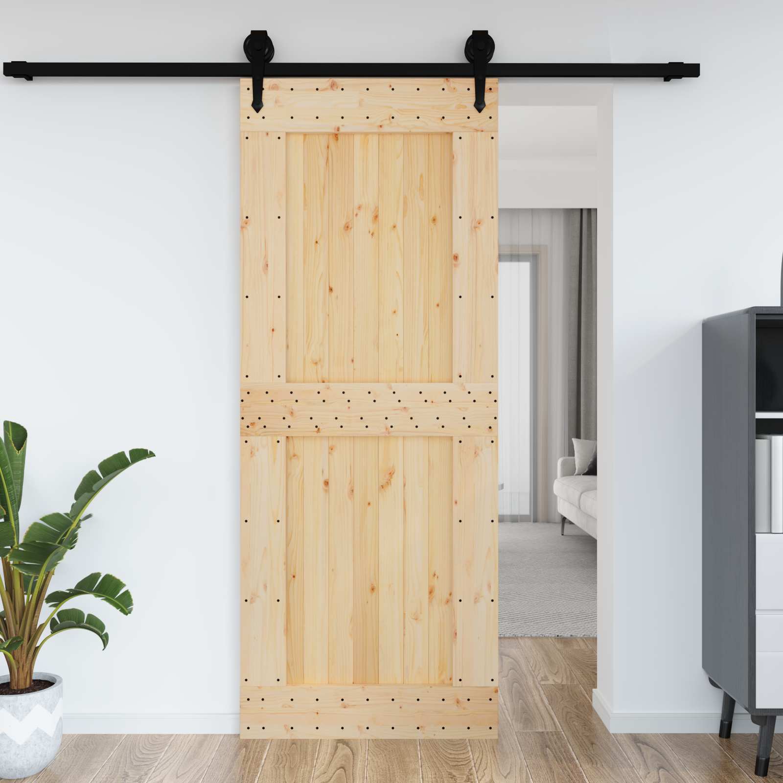 Duris NARVIK Natūrali 90 x 210 cm Kietos pušies medžio durys