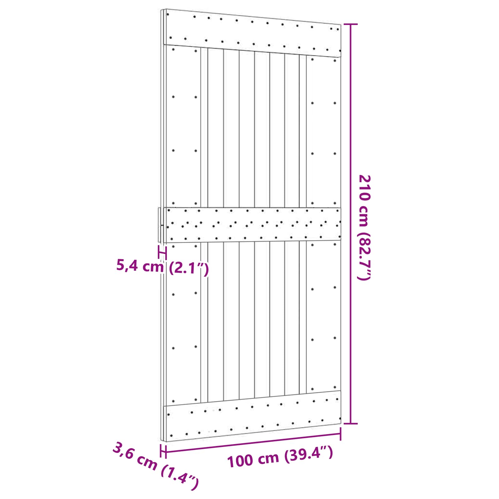Durvis NARVIK dabīgas 100 x 210 cm Masīvas priedes koka durvis