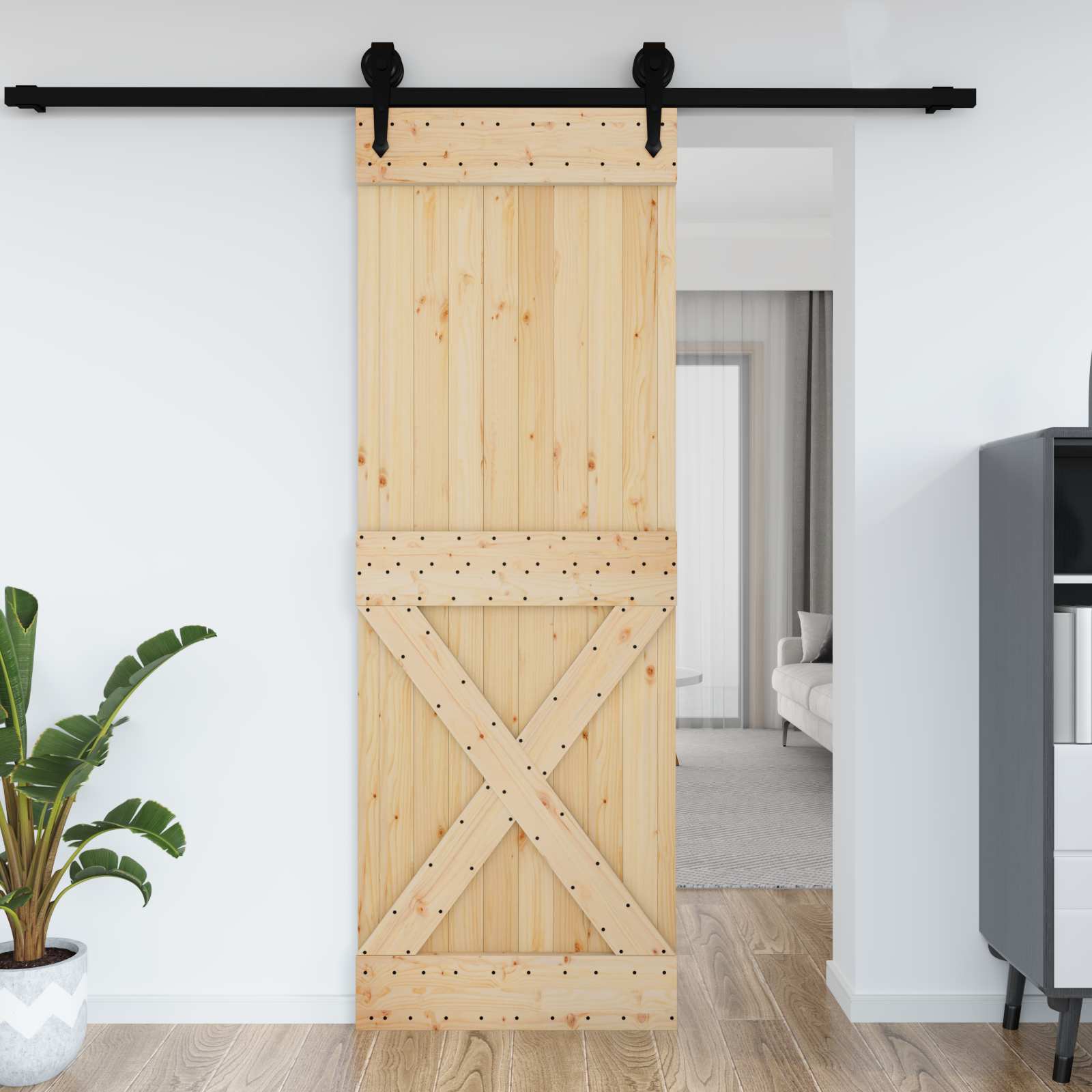 NARVIK Door Natural 80 x 210 cm Solid Pine Wood Door
