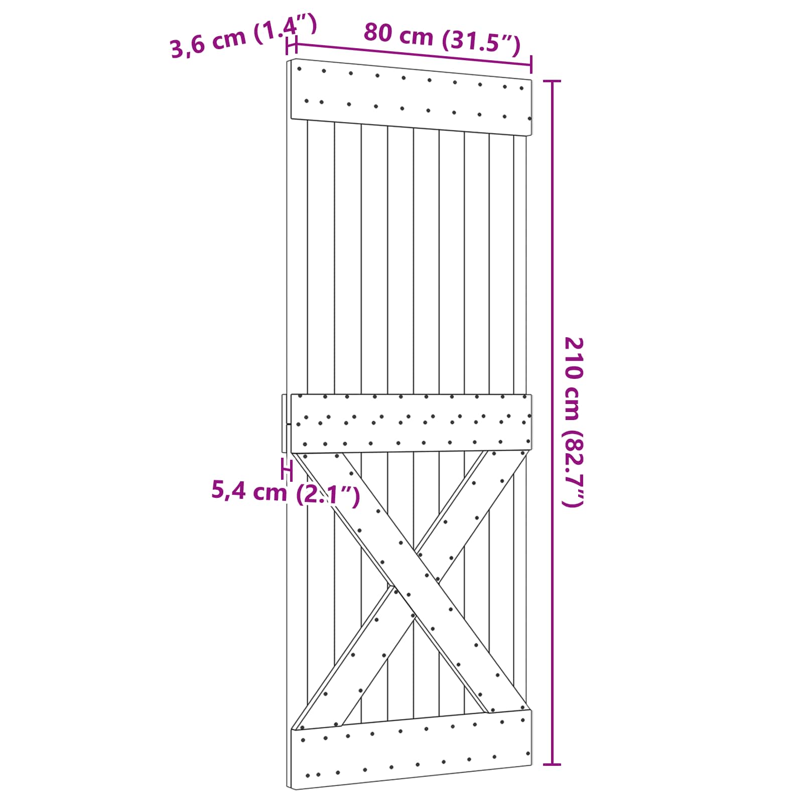 NARVIK Door Natural 80 x 210 cm Solid Pine Wood Door