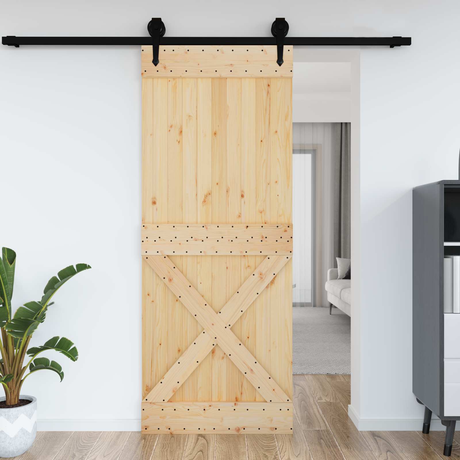 Durvis NARVIK dabīgas 90 x 210 cm Masīvas priedes koka durvis