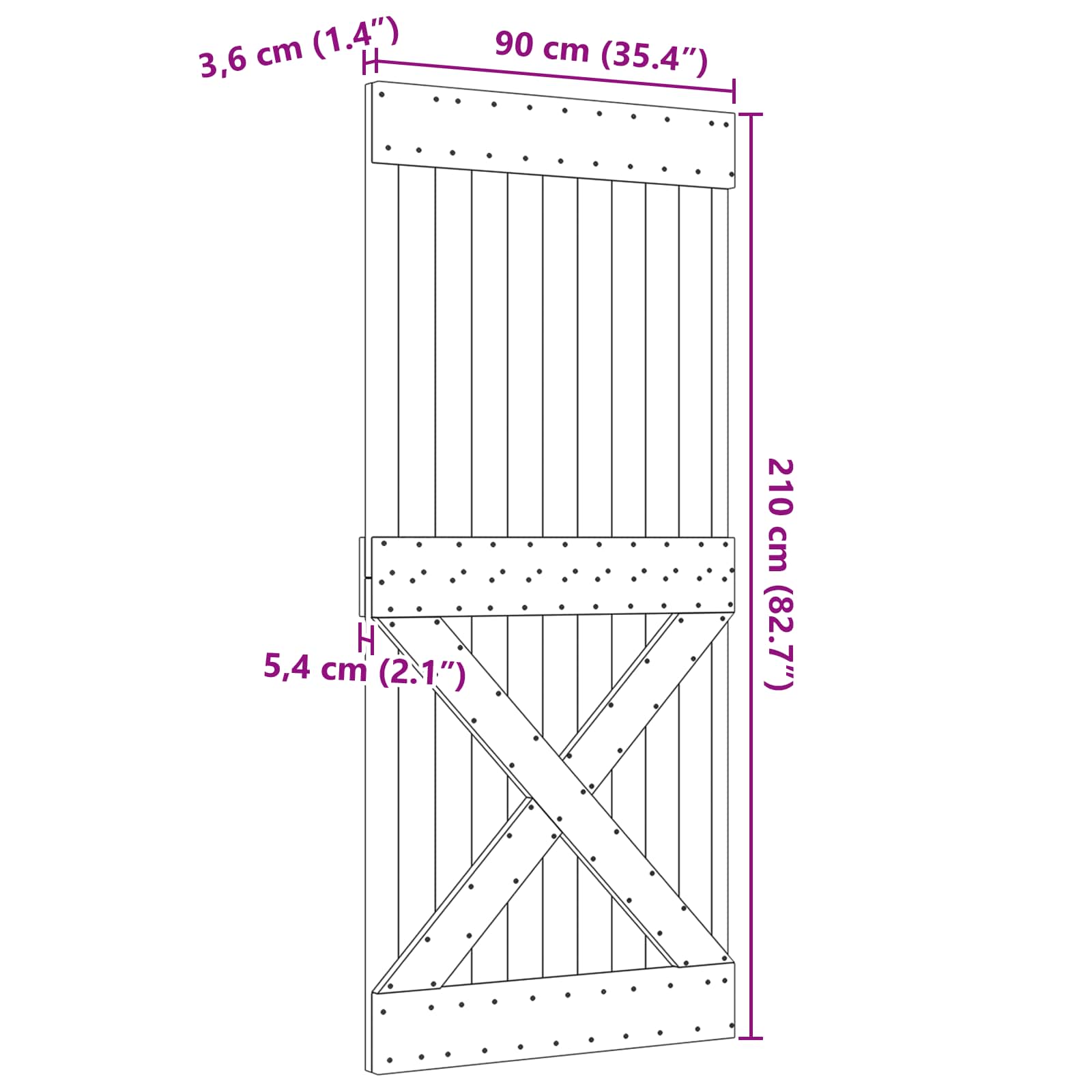 Durvis NARVIK dabīgas 90 x 210 cm Masīvas priedes koka durvis