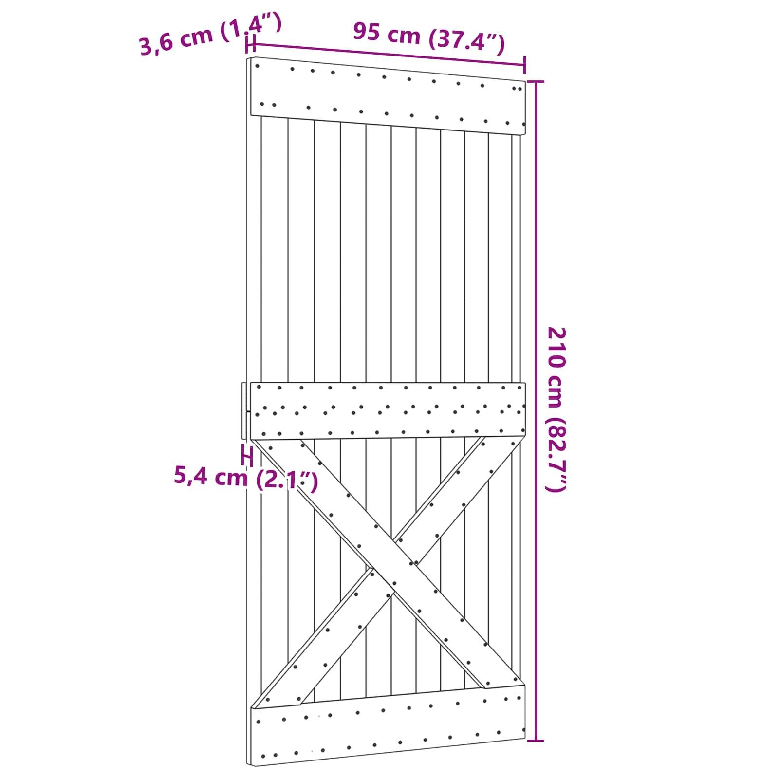 NARVIK Natural Door 95 x 210 cm Solid Pine Wood Door