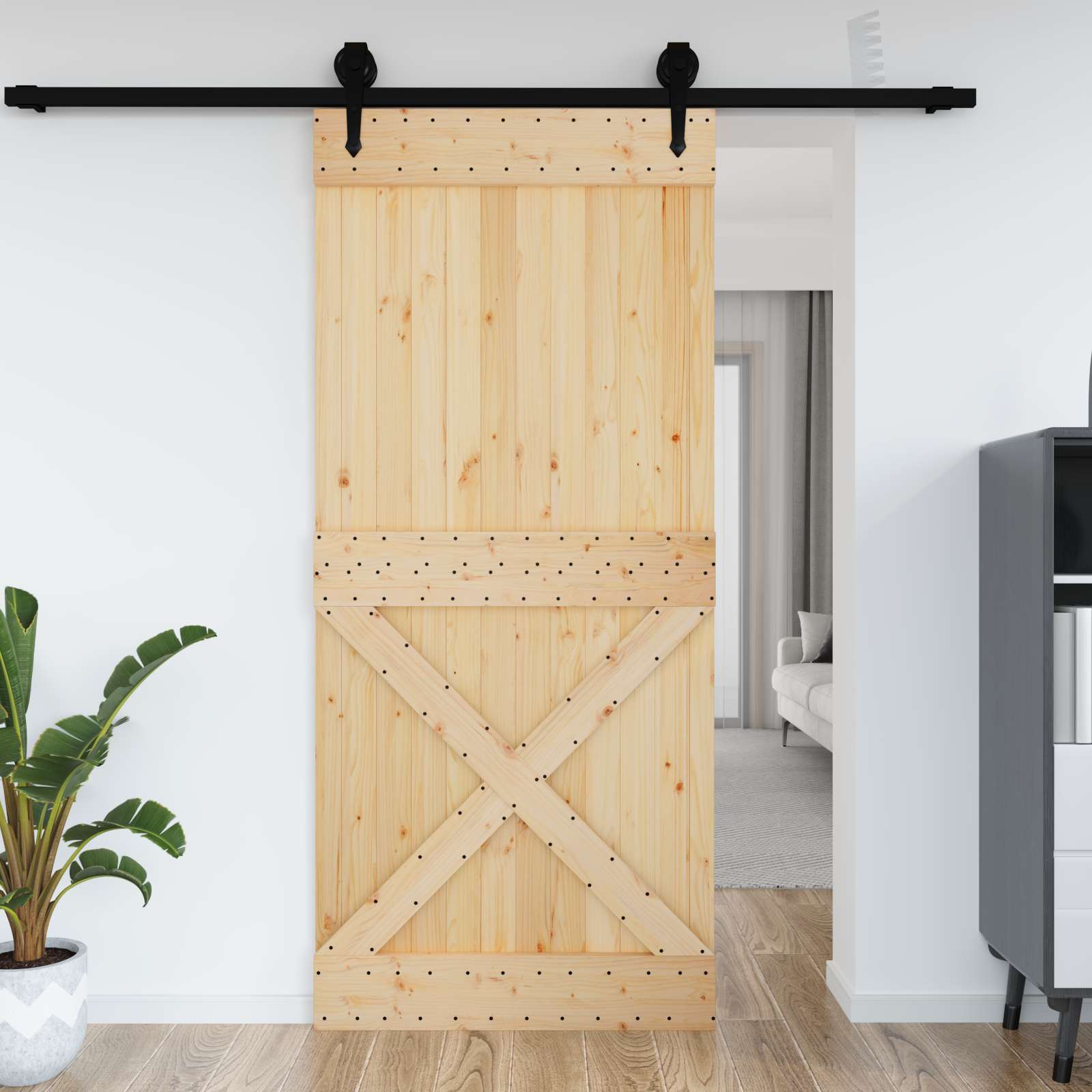 Duris NARVIK Natūrali 100 x 210 cm Kietos pušies medžio durys