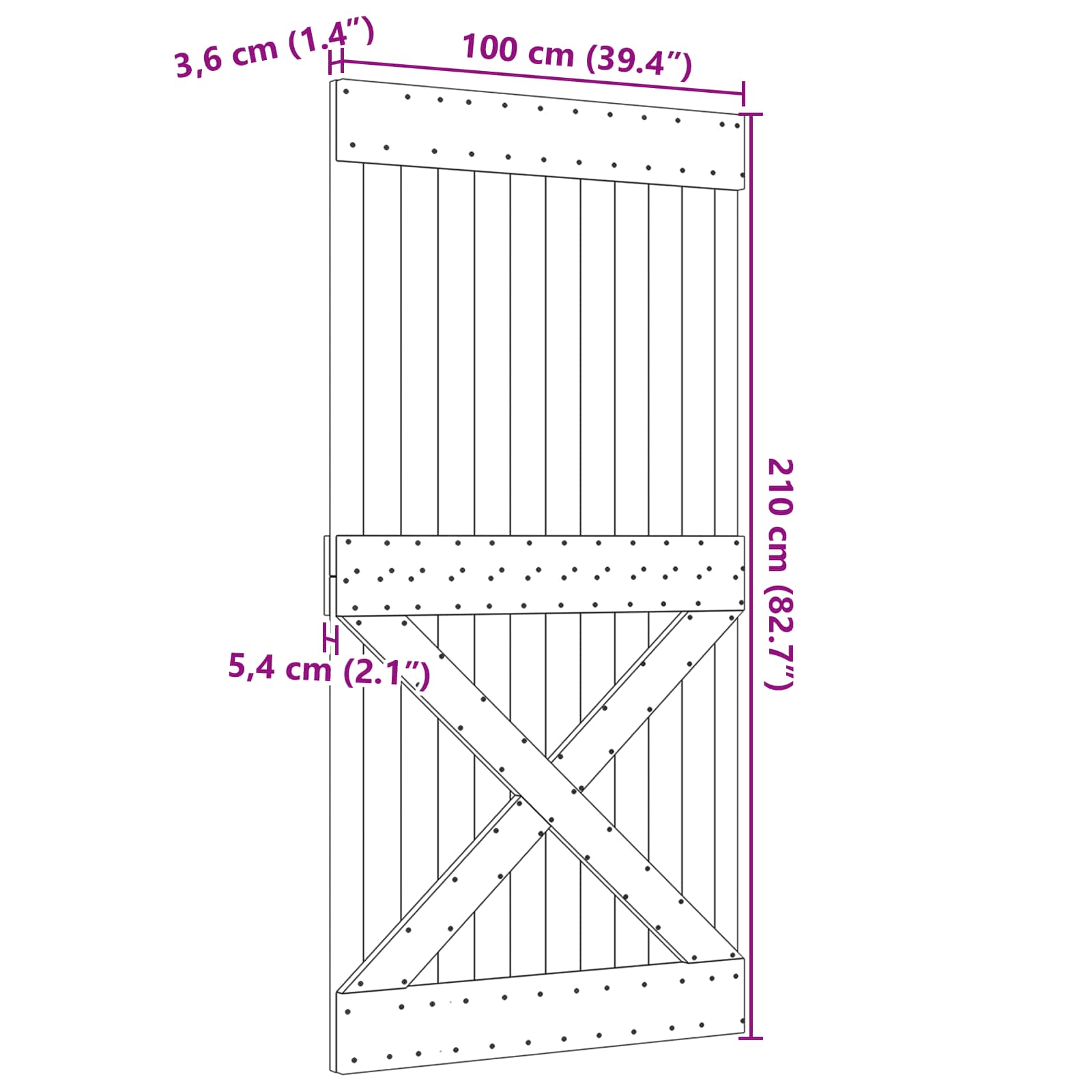 Duris NARVIK Natūrali 100 x 210 cm Kietos pušies medžio durys