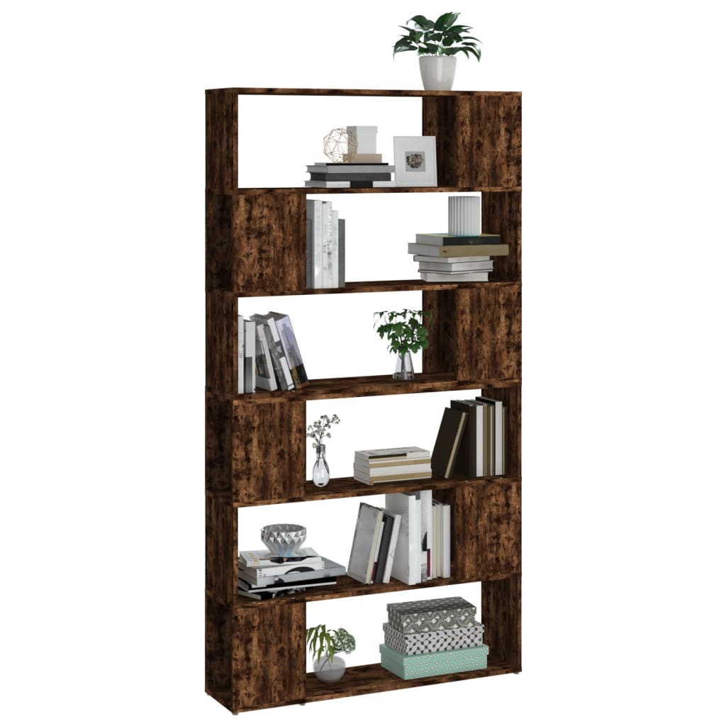 Grāmatu plaukts/telpas dalītājs, dūmu ozols, 100x24x188cm