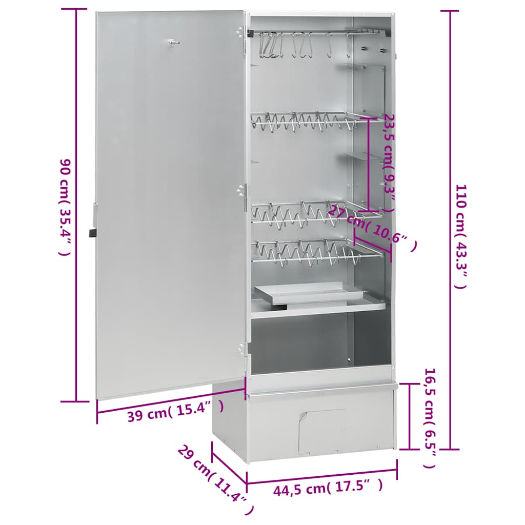 Smoker-oven with table, galvanized steel