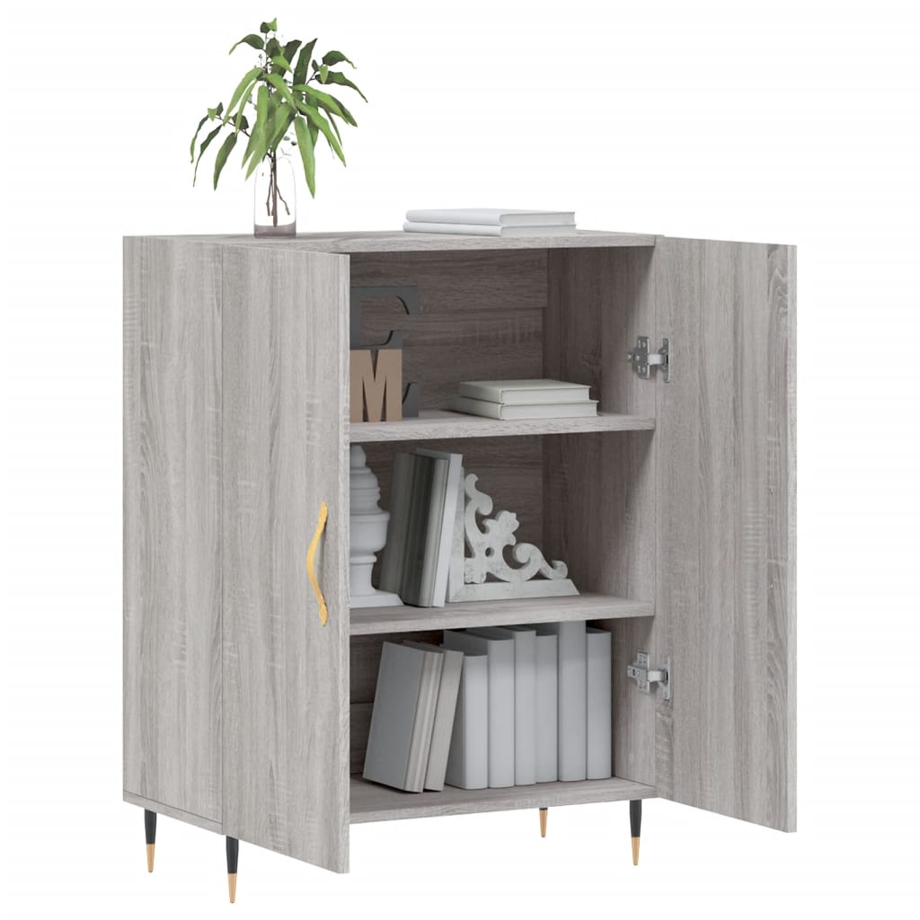 Sideboard, grey oak, 69.5x34x90cm, engineered wood