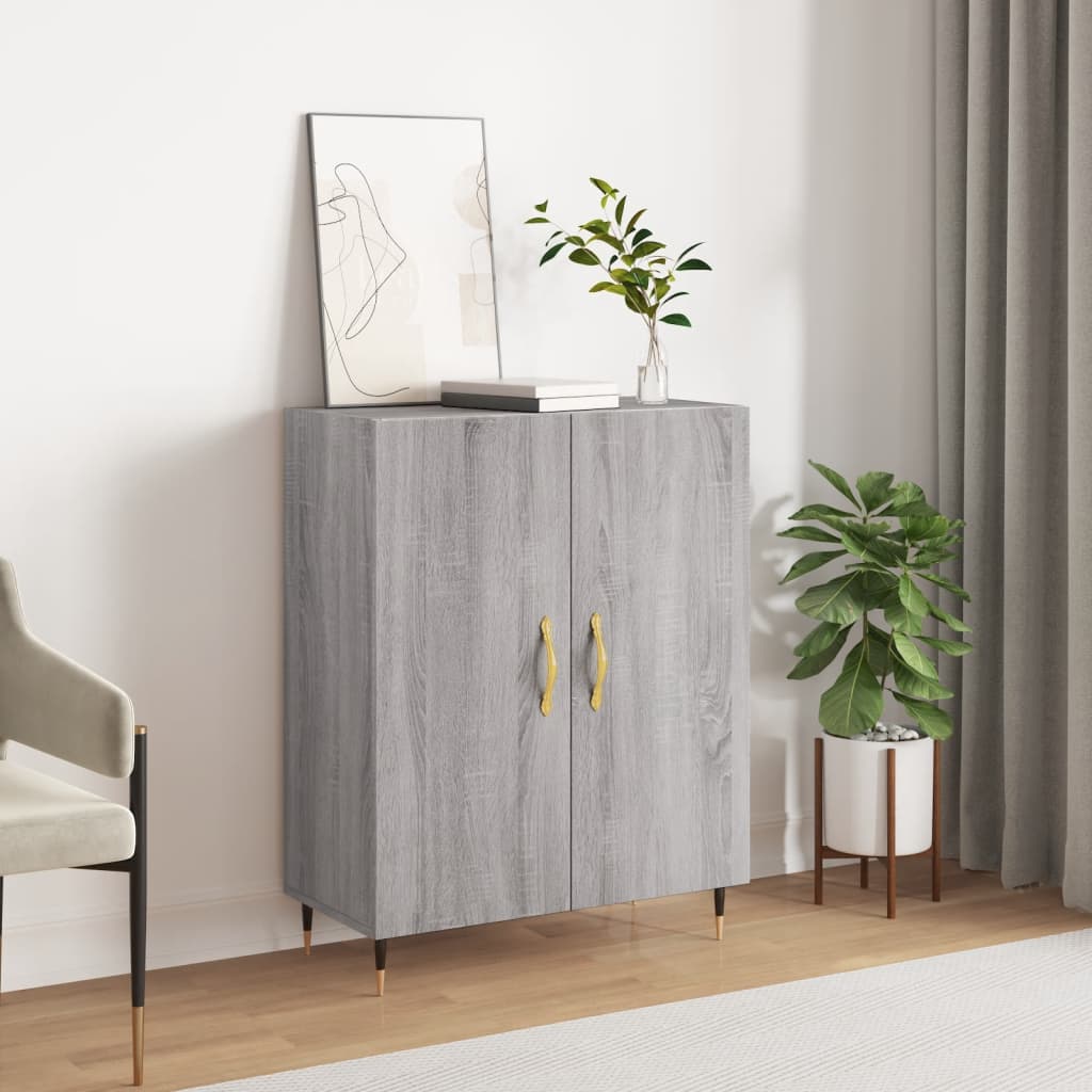 Sideboard, grey oak, 69.5x34x90cm, engineered wood
