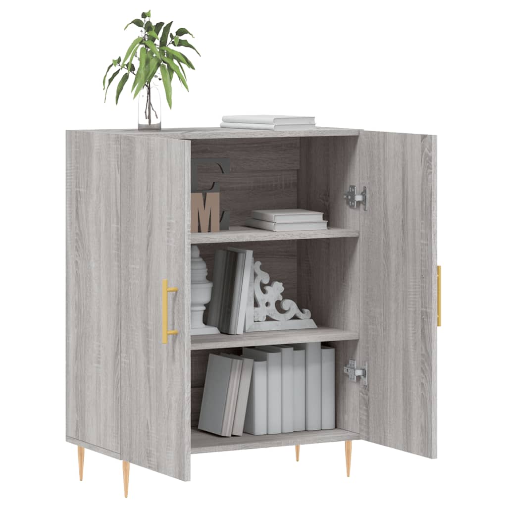 Side cabinet, grey oak, 69.5x34x90cm, engineered wood