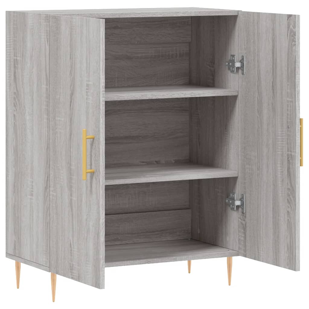 Side cabinet, grey oak, 69.5x34x90cm, engineered wood