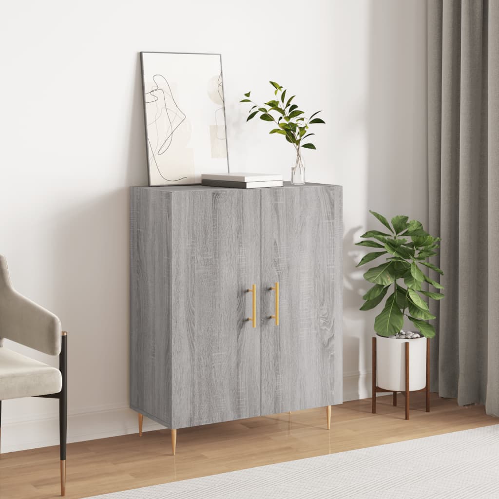 Side cabinet, grey oak, 69.5x34x90cm, engineered wood