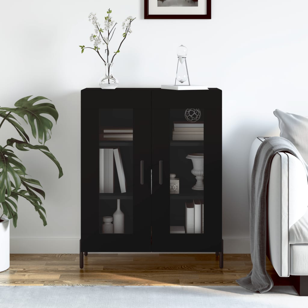 Sideboard, black, 69.5x34x90cm, engineered wood