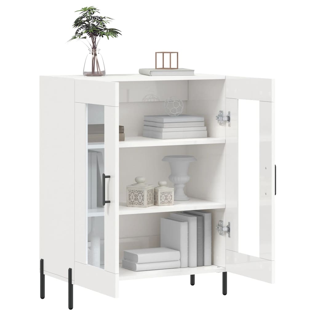 Sideboard, white, 69.5x34x90cm, engineered wood, high gloss
