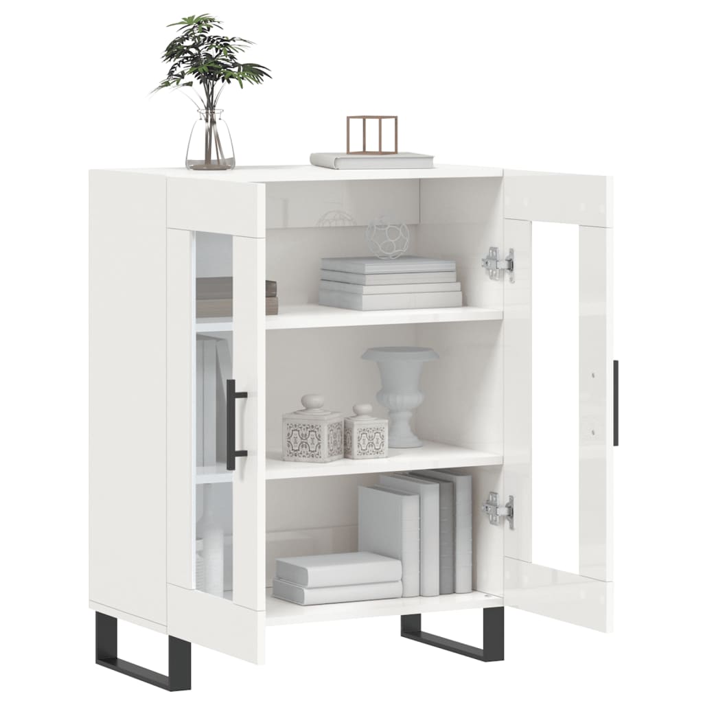 Sideboard, white, 69.5x34x90cm, engineered wood, high gloss