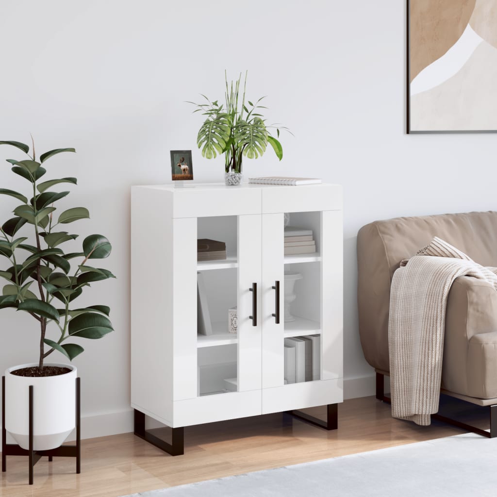 Sideboard, white, 69.5x34x90cm, engineered wood, high gloss