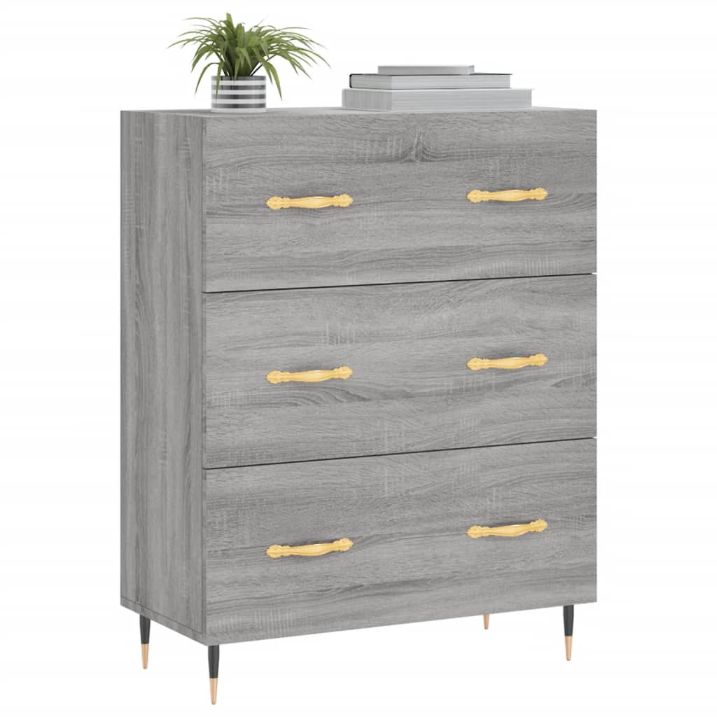 Side cabinet, grey oak, 69.5x34x90cm, engineered wood
