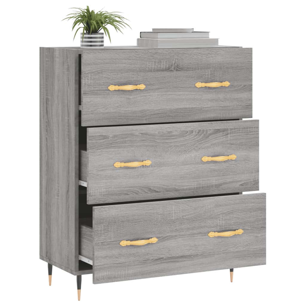 Side cabinet, grey oak, 69.5x34x90cm, engineered wood