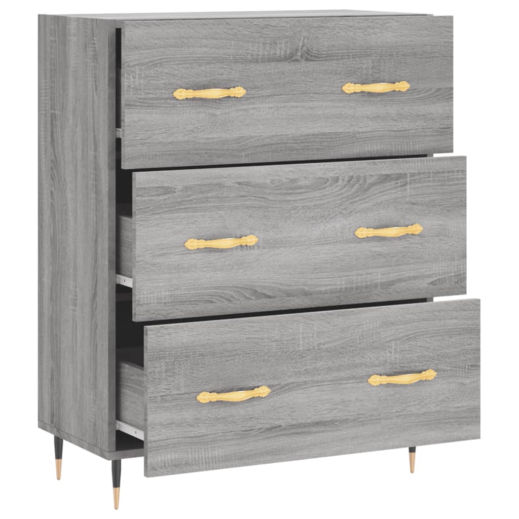 Side cabinet, grey oak, 69.5x34x90cm, engineered wood