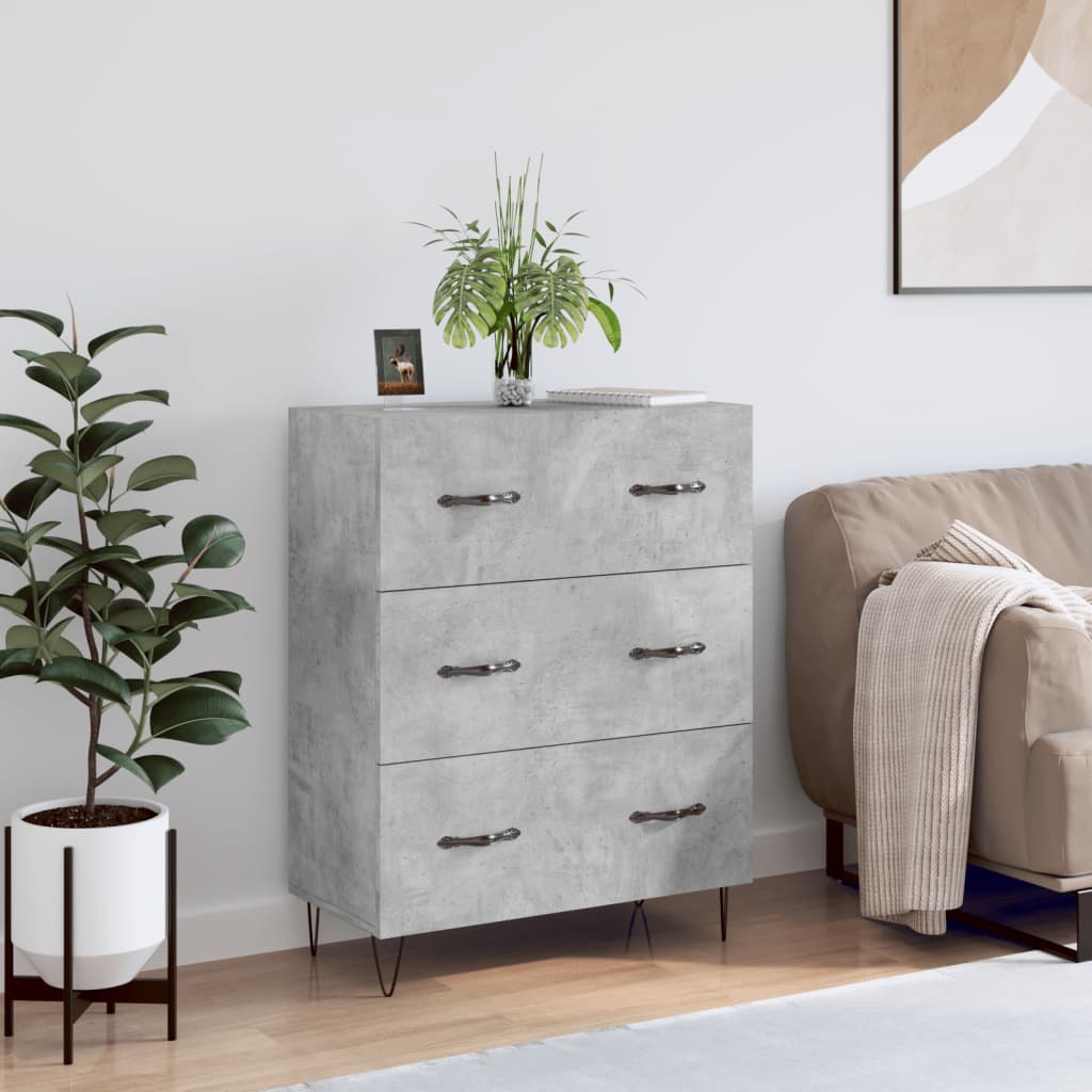 Sideboard, concrete gray, 69.5x34x90cm, engineered wood