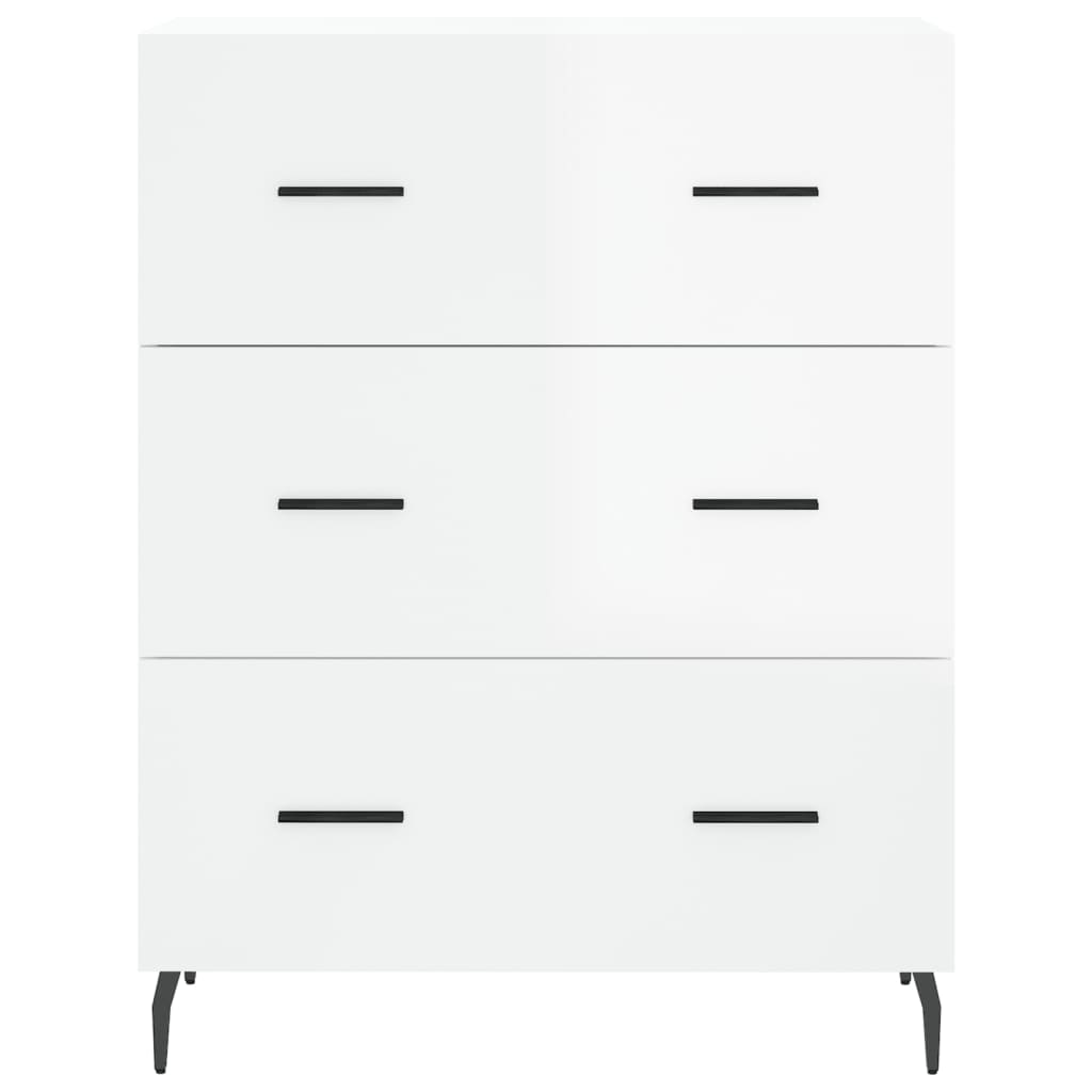 Side cabinet, white, 69.5x34x90cm, engineered wood, high gloss
