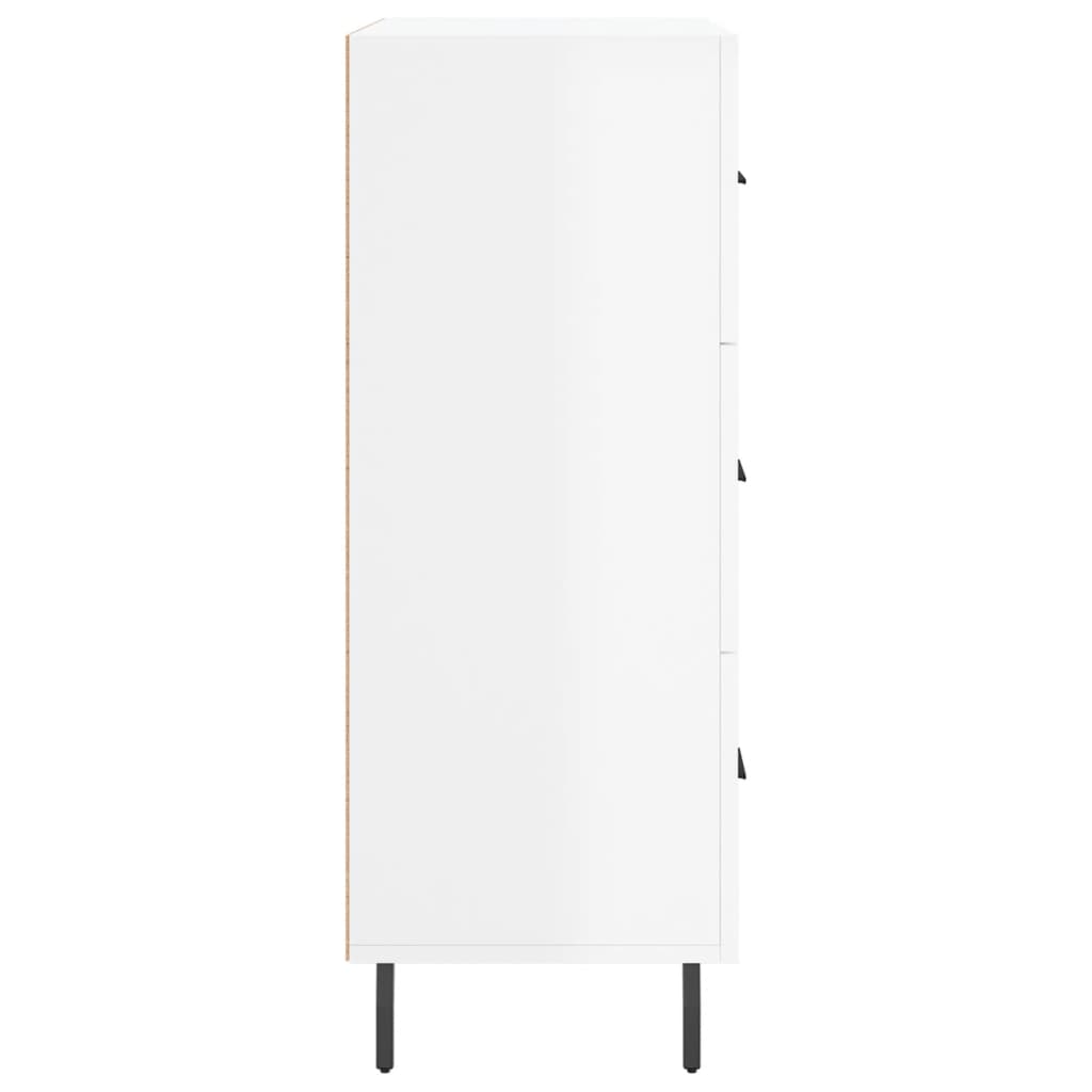 Side cabinet, white, 69.5x34x90cm, engineered wood, high gloss