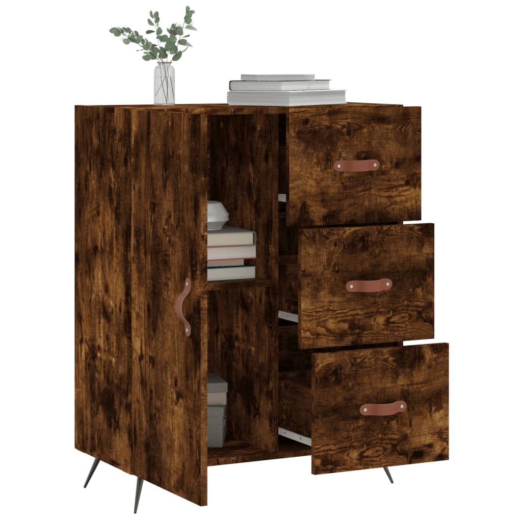 Sideboard, smoked oak, 69.5x34x90cm, engineered wood