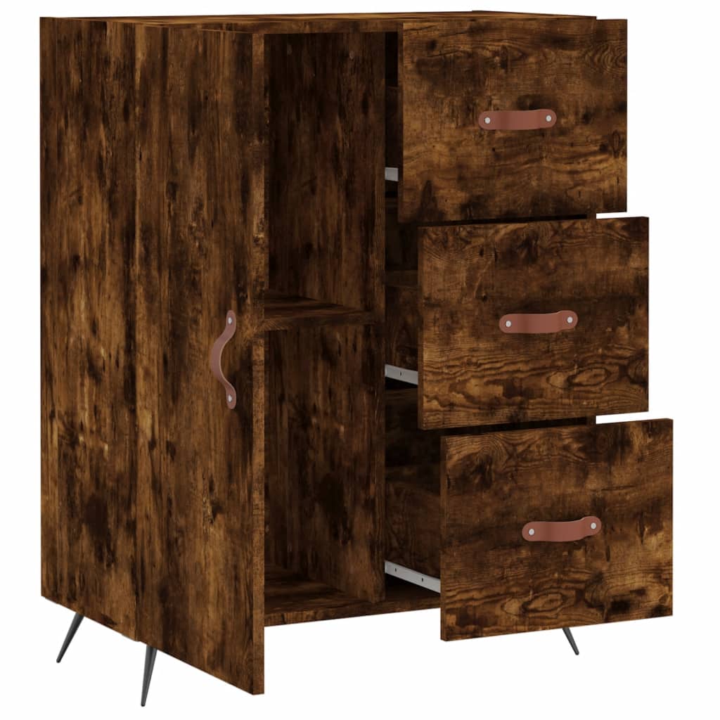 Sideboard, smoked oak, 69.5x34x90cm, engineered wood